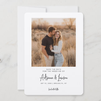 Reserva La Fecha Modern Script Minimal Wedding Photo Save the Date