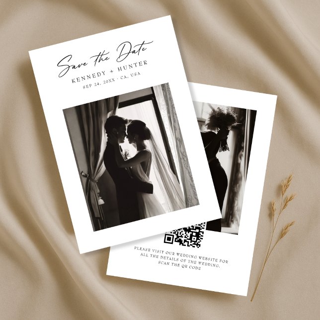 Reserva La Fecha Modern Script Minimalist Elegant Wedding Photo (Subido por el creador)