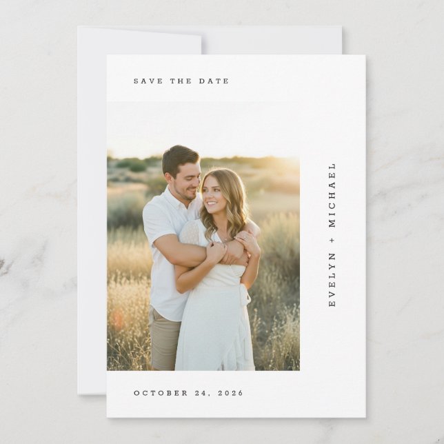 Reserva La Fecha Modern Script Minimalist Wedding Photo (Anverso)