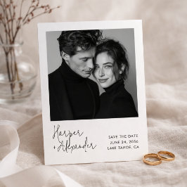 Reserva La Fecha Modern Script Polaroid Photo Wedding Save the Date