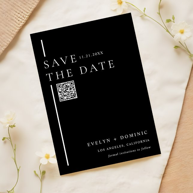 Reserva La Fecha Modern Sleek Black QR Code Wedding Website (Subido por el creador)