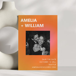 Reserva La Fecha Modern Summer Orange Pink Wedding Photo