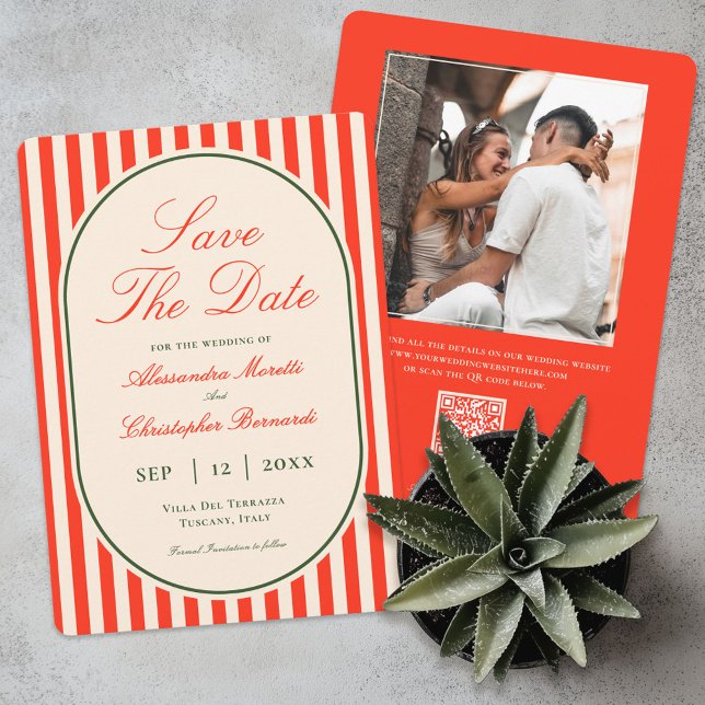 Reserva La Fecha Modern Sunset Orange QR Code Italian Wedding (Subido por el creador)