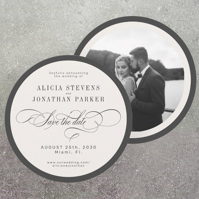 Reserva La Fecha Modern typography photo wedding round circle (Subido por el creador)