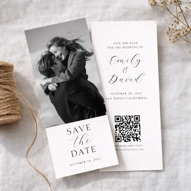 Reserva La Fecha Modern Wedding Photo Save the Date with QR Code (Subido por el creador)