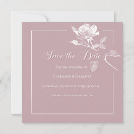 Reserva La Fecha Modern White Roses Dusty Pink Floral Wedding