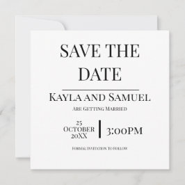 Reserva La Fecha Modern White Save The Date Card with Black Text