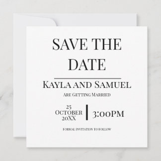 Reserva La Fecha Modern White Save The Date Card with Black Text