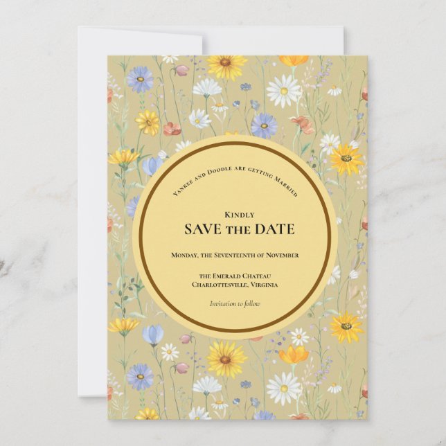 Reserva La Fecha Modern wildflowers spring wedding (Anverso)