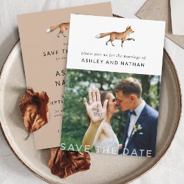 Reserva La Fecha Modern Woodland Fox Photo Boda
