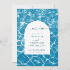 Reserva La Fecha Moderna acuarela Blue Ocean Beach Wedding