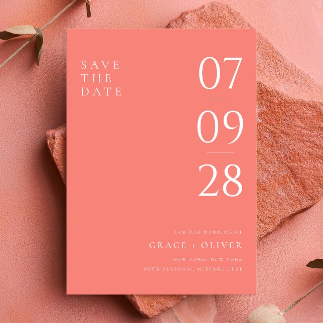 Reserva La Fecha Moderna Boda de Coral Rosa Elegante (Subido por el creador)