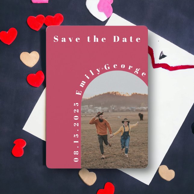 Reserva La Fecha Moderna Boda de fotografía romántica viva magenta (Subido por el creador)