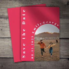 Reserva La Fecha Moderna Boda de fotografía romántica viva magenta