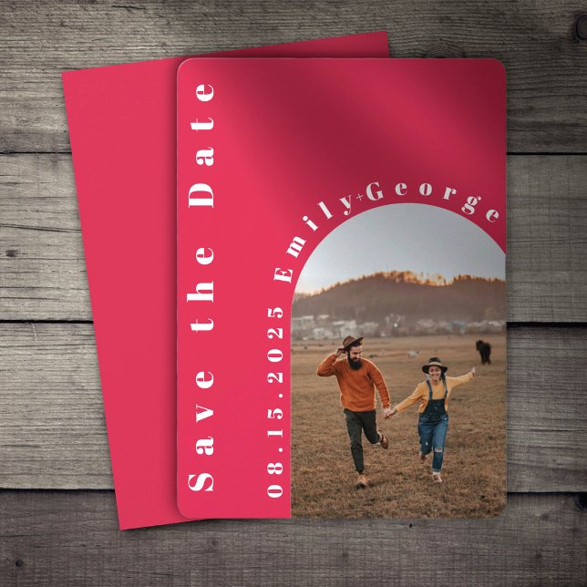 Reserva La Fecha Moderna Boda de fotografía romántica viva magenta (Subido por el creador)