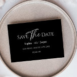 Reserva La Fecha Moderna Boda negro clásico Salven la fecha<br><div class="desc">Este moderno y clásico apartamento boda negro ahorra la fecha perfecta para su elegante boda moderno. Este diseño presenta una caligrafía blanca y sencilla, colocada sobre un fondo negro oscuro, que combina con el clásico boda tradicional o el minimalista boda boho en primavera, verano, otoño o invierno. Por favor, siéntase...</div>