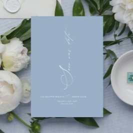 Reserva La Fecha Moderna caligrafía de daneses Boda azul turbio