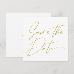 Reserva La Fecha Moderna caligrafía de escritura mínima Beige Gold