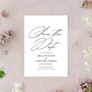 Reserva La Fecha Moderna caligrafía mínima Boda negro