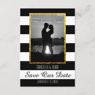 Reserva La Fecha Moderna Faux Gold Black White Save The Date Photo