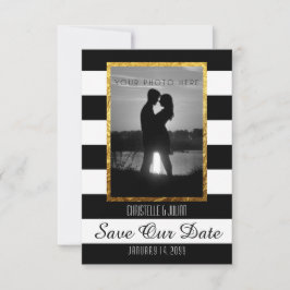Reserva La Fecha Moderna Faux Gold Black White Save The Date Photo