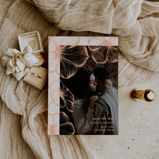 Reserva La Fecha Moderna foto floral Peach Elegant Wedding (Subido por el creador)