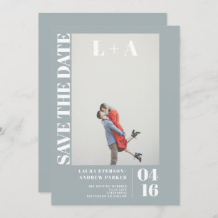 Reserva La Fecha Moderna foto inicial azul polvoriento y audaz guar