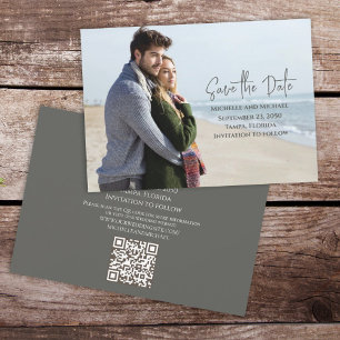 Reserva La Fecha Moderna fotografía caligrafía moderna código QR si