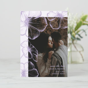 Reserva La Fecha Moderna Lavanda Floral Foto Elegante Boda