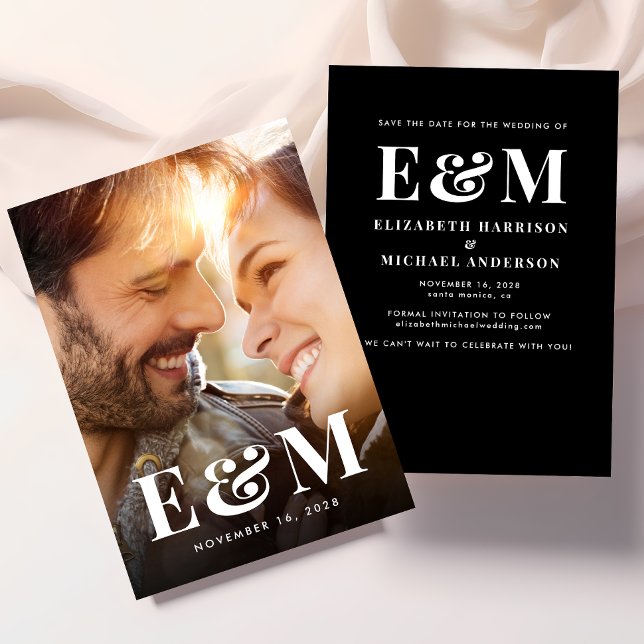 Reserva La Fecha Moderna negrita Iniciales monogramas Foto Blanco n (Subido por el creador)