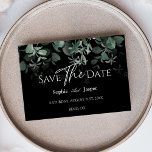 Reserva La Fecha Moderna Planta De Boda Negro De Verdor Salven La F<br><div class="desc">Esta moderna planicie de boda negro de vegetación ahorra el diseño de la fecha, presenta una mezcla fácil y combina estilos coordinados en blanco y negro con delicados elementos verdes que añaden un florecimiento elegante alrededor de una simple y sofisticada tipografía y un precioso guión de caligrafía mínima. El eucalipto...</div>
