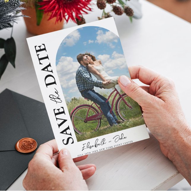 Reserva La Fecha Moderna Simple Script Photo Wedding Guardar La Fec (Subido por el creador)