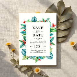 Reserva La Fecha Moderna vegetación tropical Boda de verano