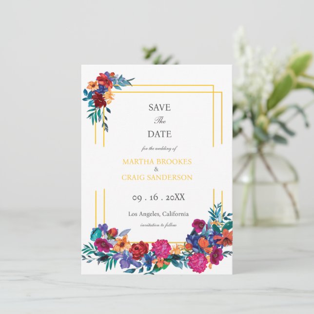 Reserva La Fecha Moderna Y Elegante Floral Ahorra La Fecha (Anverso de pie)