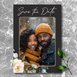 Reserva La Fecha Moderna y elegante foto de Boda negro de personaje