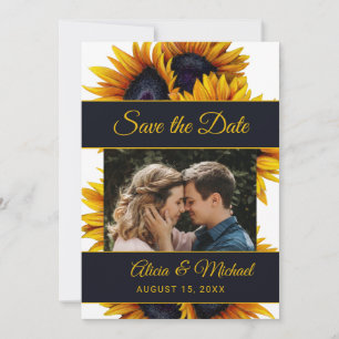 Reserva La Fecha Moderna y rústica girasoles elegante foto de boda