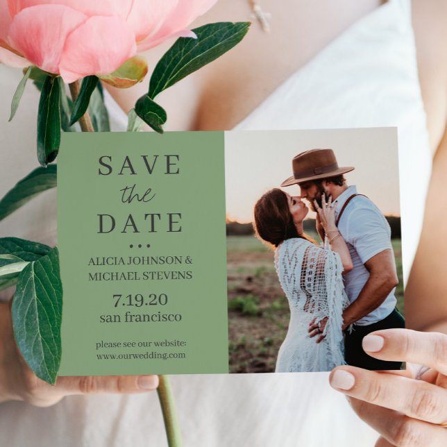 Reserva La Fecha Moderna y simple foto personalizado sabio boda ver (Subido por el creador)