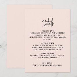 Reserva La Fecha Moderna y turbia rosa, carta de detalles