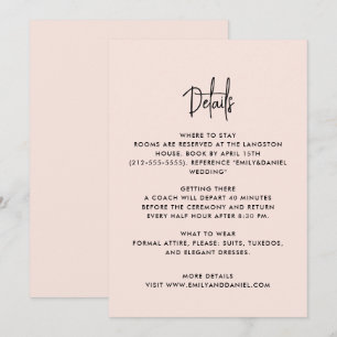 Reserva La Fecha Moderna y turbia rosa, carta de detalles