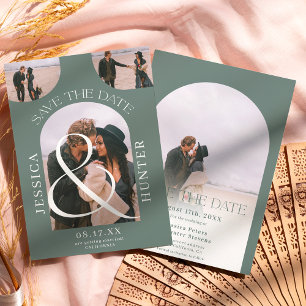 Reserva La Fecha Moderno arco boho 4 fotos boda sage green