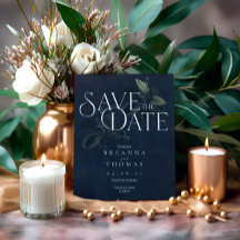 Moderno Black Moody Botanical Save the Date
