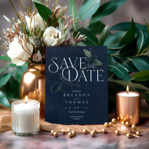 Reserva La Fecha Moderno Black Moody Botanical Save the Date