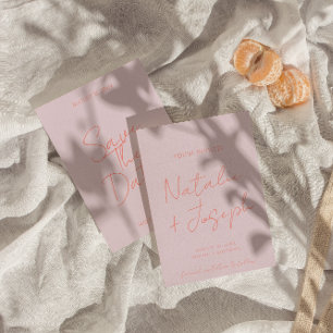 Reserva La Fecha Moderno Boda de diversión Pastel Rosa Colorido Whi