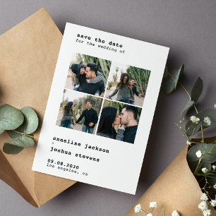 Reserva La Fecha Moderno boda de fotografía de 4 collage simple