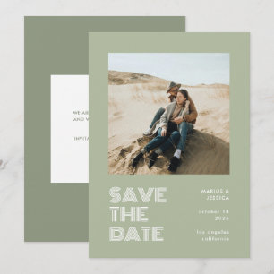 Reserva La Fecha Moderno Boda de fotografía de tipografía verde mín