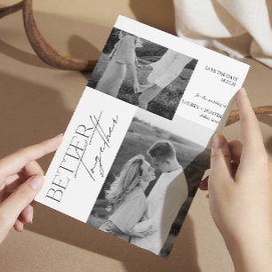Reserva La Fecha Moderno Boda de fotografía en blanco y negro 2