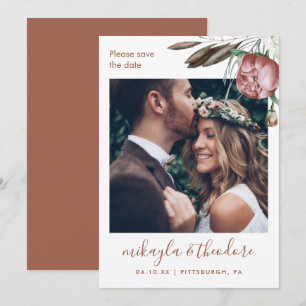 Reserva La Fecha Moderno Boda de fotografía floral de Terracotta Bo