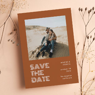 Reserva La Fecha Moderno Boda de fotografía mínima de la tipografía