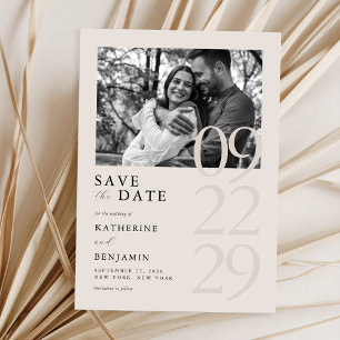 Reserva La Fecha Moderno Boda de fotografía Minimalista en negro e 