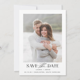 Reserva La Fecha Moderno Boda de fotografía simple en blanco y negr